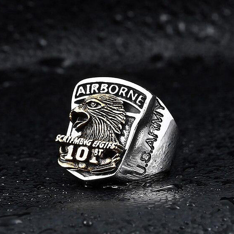 American the Airborne Screaming Eagle Stainless Steel Ring / Personality Rock Style Jewelry
