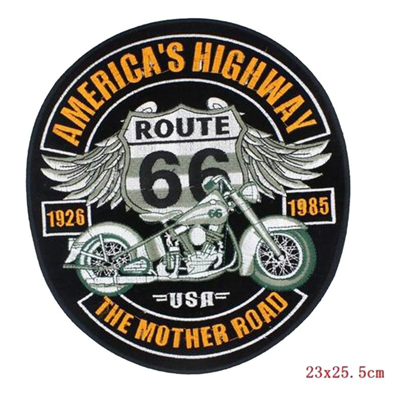 America's Highway Iron-On Patches For Jackets / Large Embroidered Biker Patches For Clothes