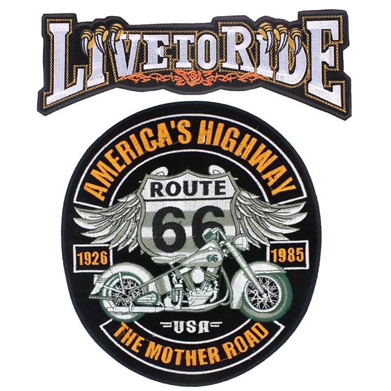 America's Highway Iron-On Patches For Jackets / Large Embroidered Biker Patches For Clothes