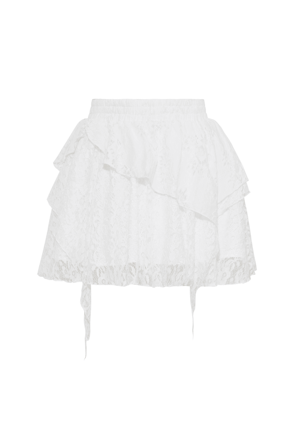 Angelic Women's Lace Mini Skirt with Layered Ruffles