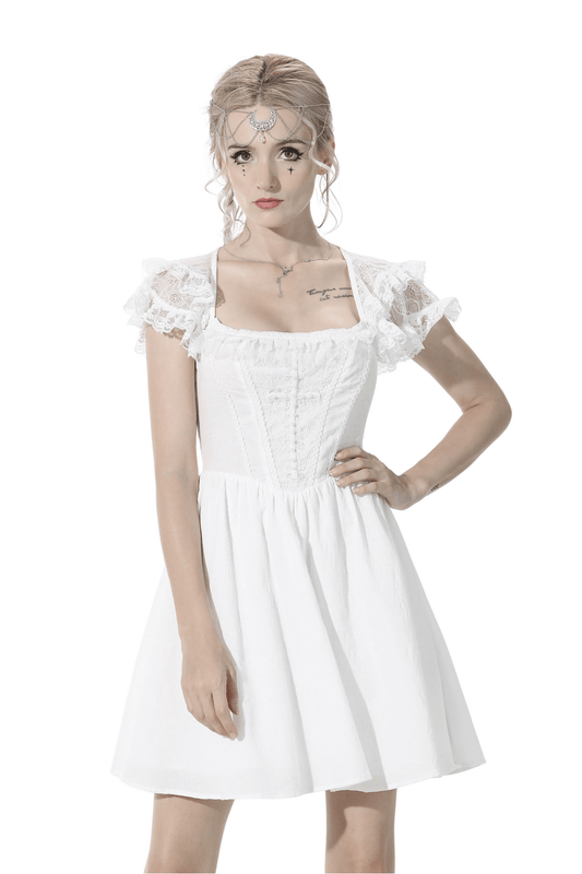 Angelic Women's Mini Dress with Lace and Beading