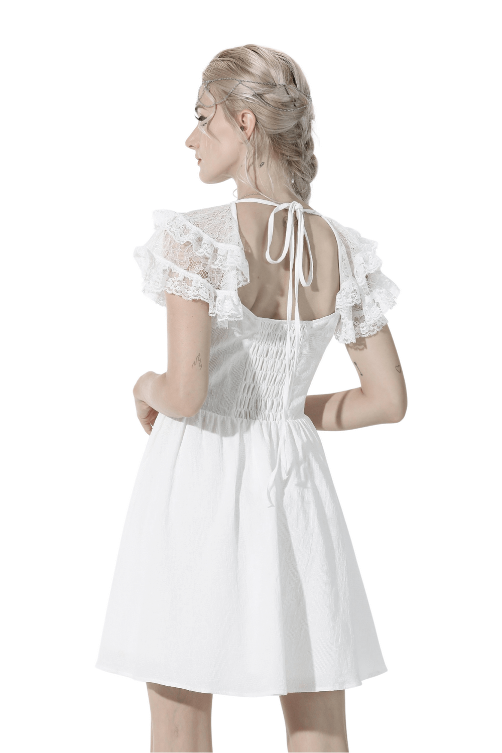 Angelic Women's Mini Dress with Lace and Beading