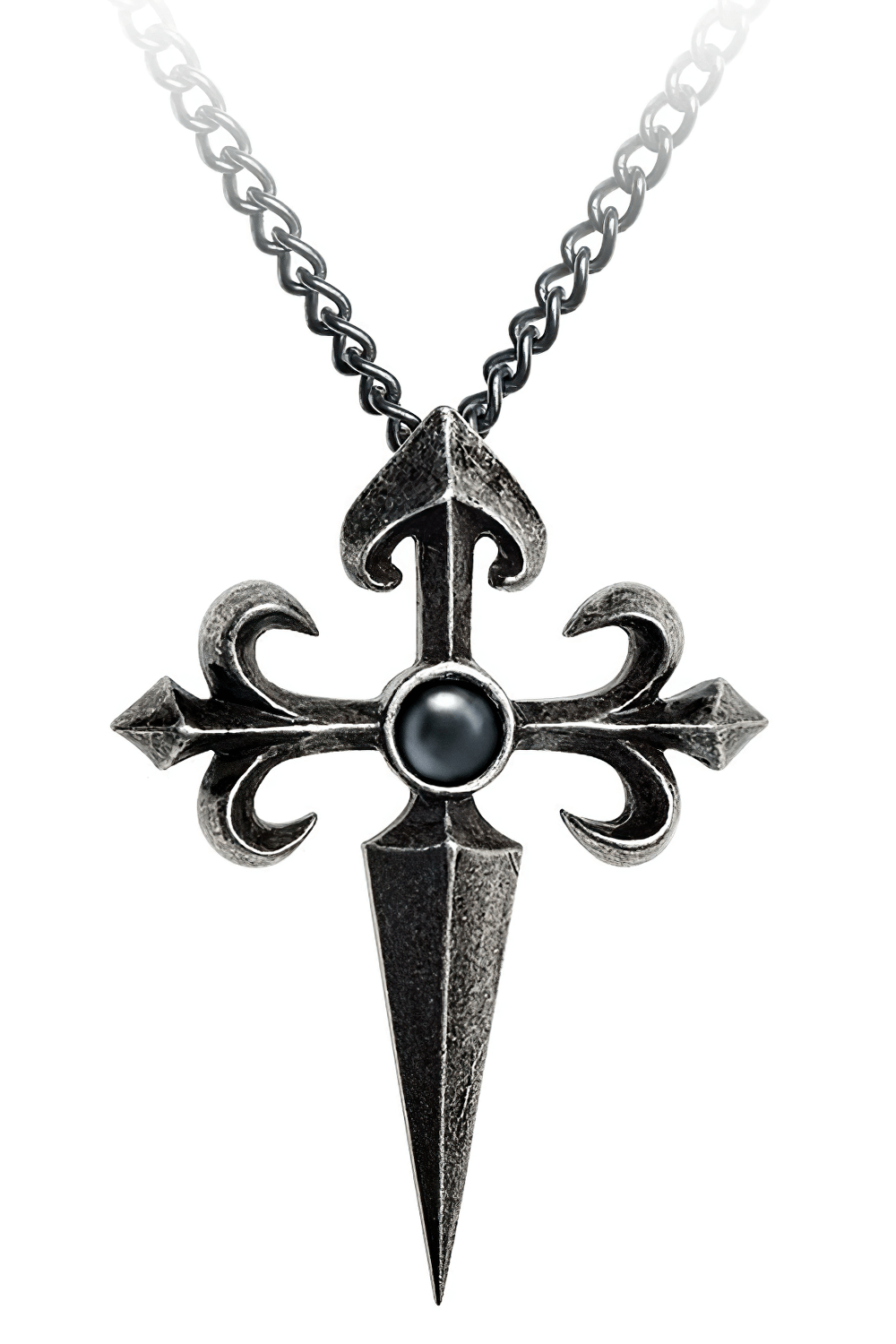 Antiqued Santiago Cross Pendant with Hematite Stone