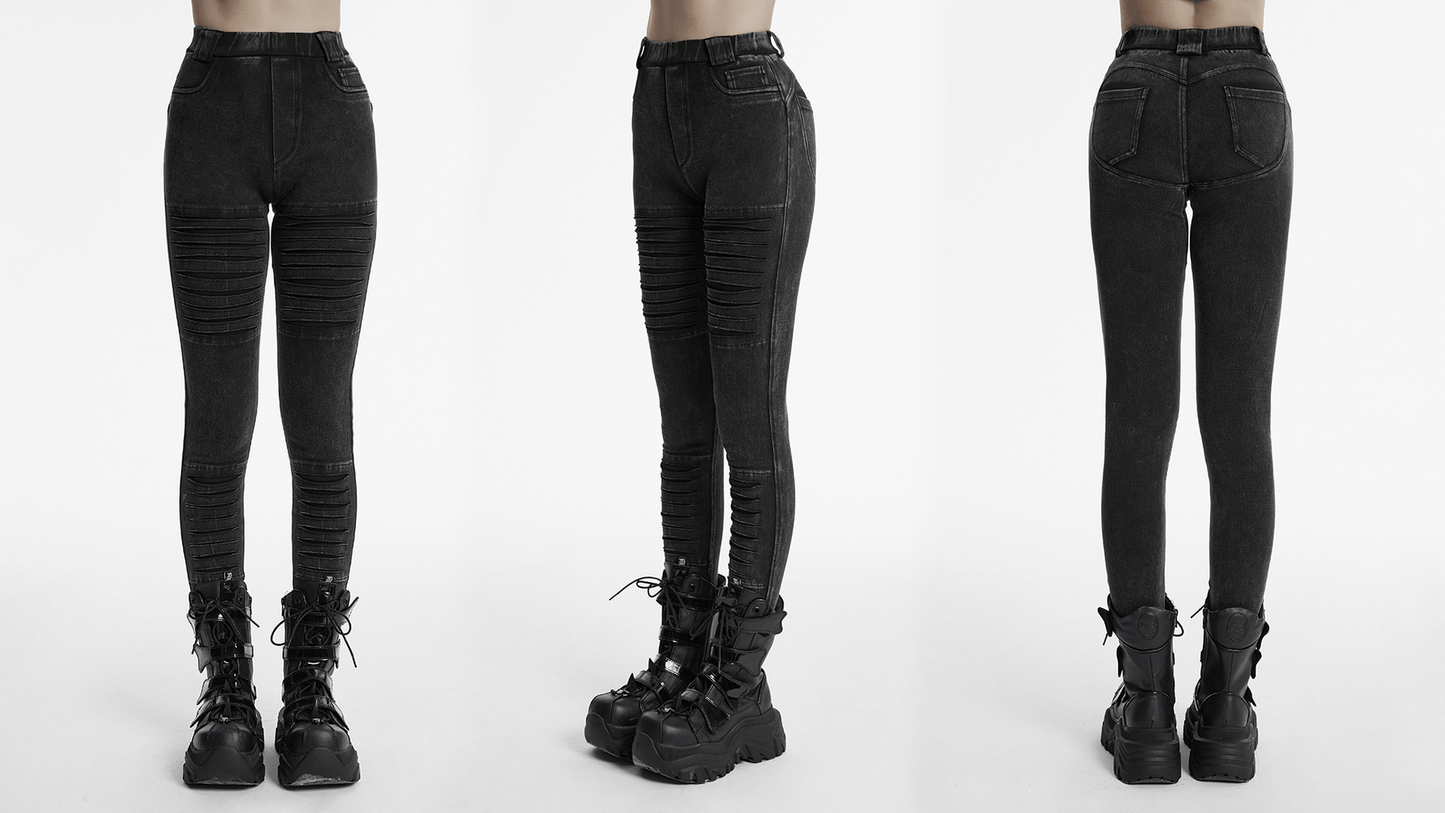 Apocalypse Punk Distressed Black Knitted Jeans
