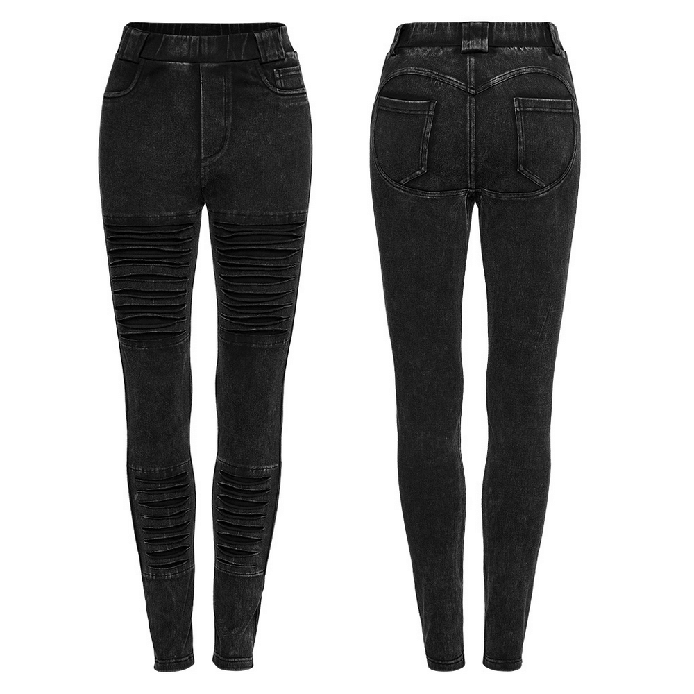 Apocalypse Punk Distressed Black Knitted Jeans