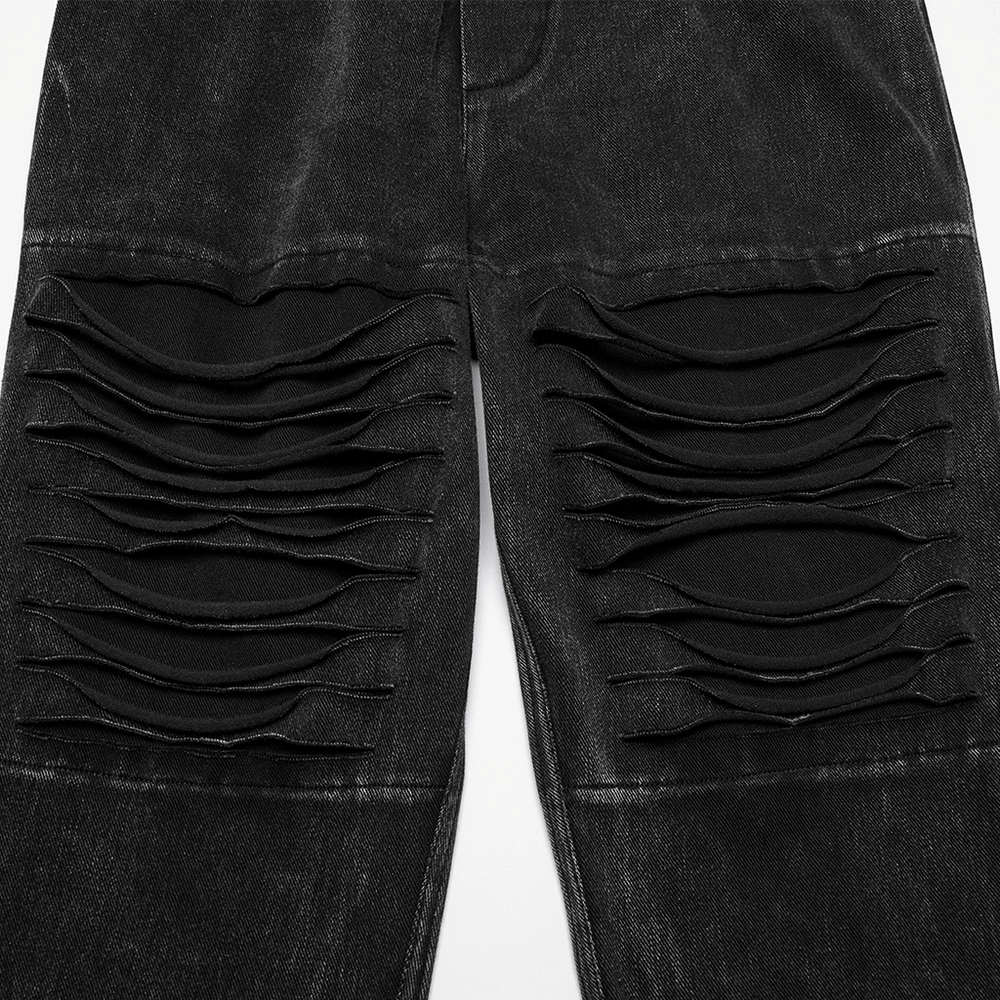Apocalypse Punk Distressed Black Knitted Jeans