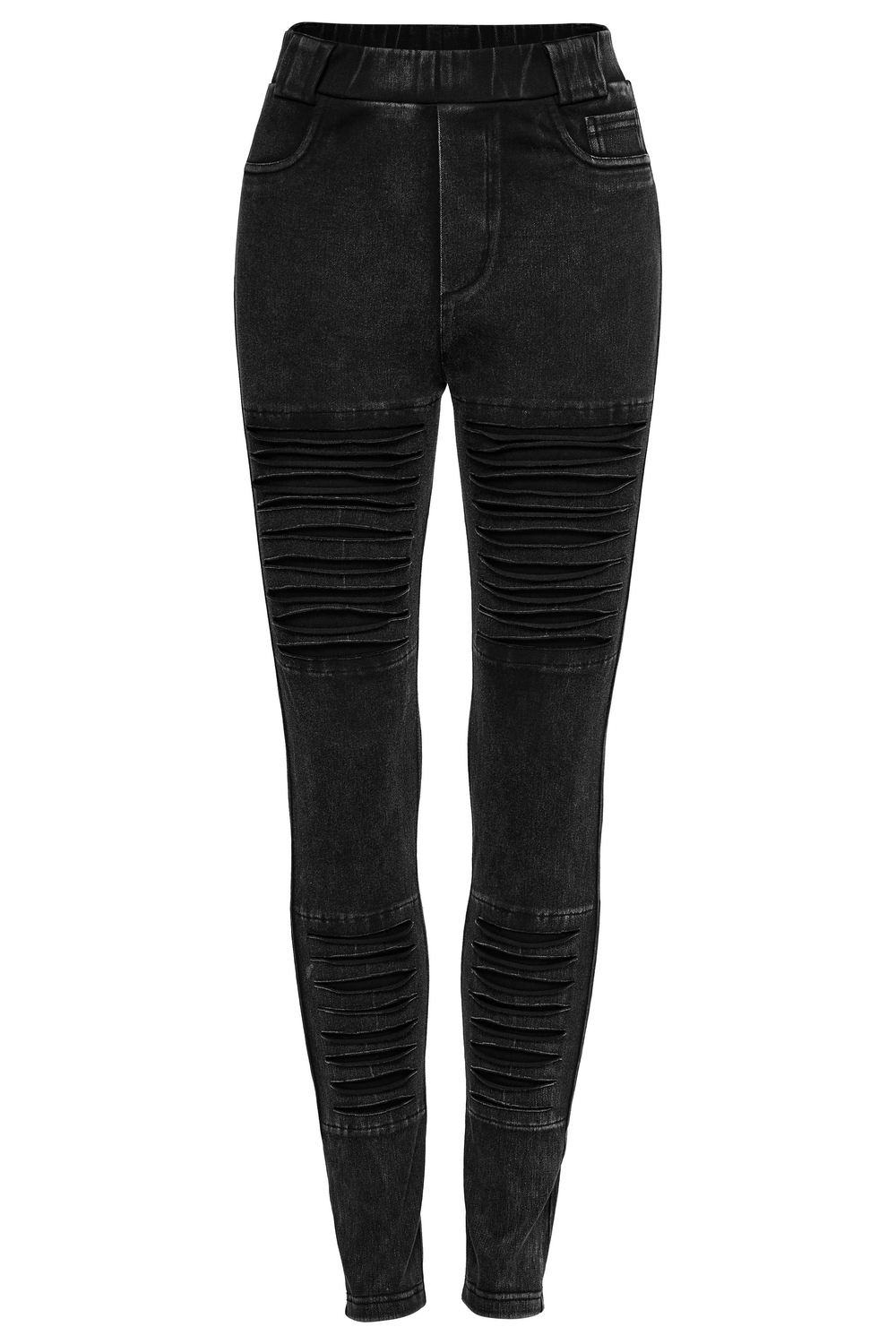 Apocalypse Punk Distressed Black Knitted Jeans