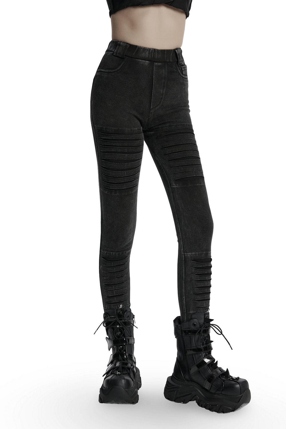 Apocalypse Punk Distressed Black Knitted Jeans