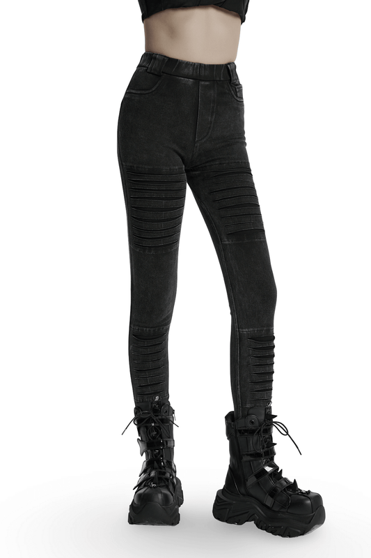 Apocalypse Punk Distressed Black Knitted Jeans