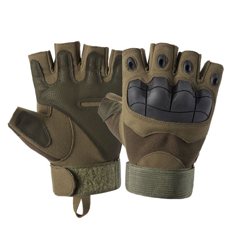 Army Men Tactical Gloves / Sports Half Finger Military Combat Anti-Slip Carbon Fiber Shell Rock