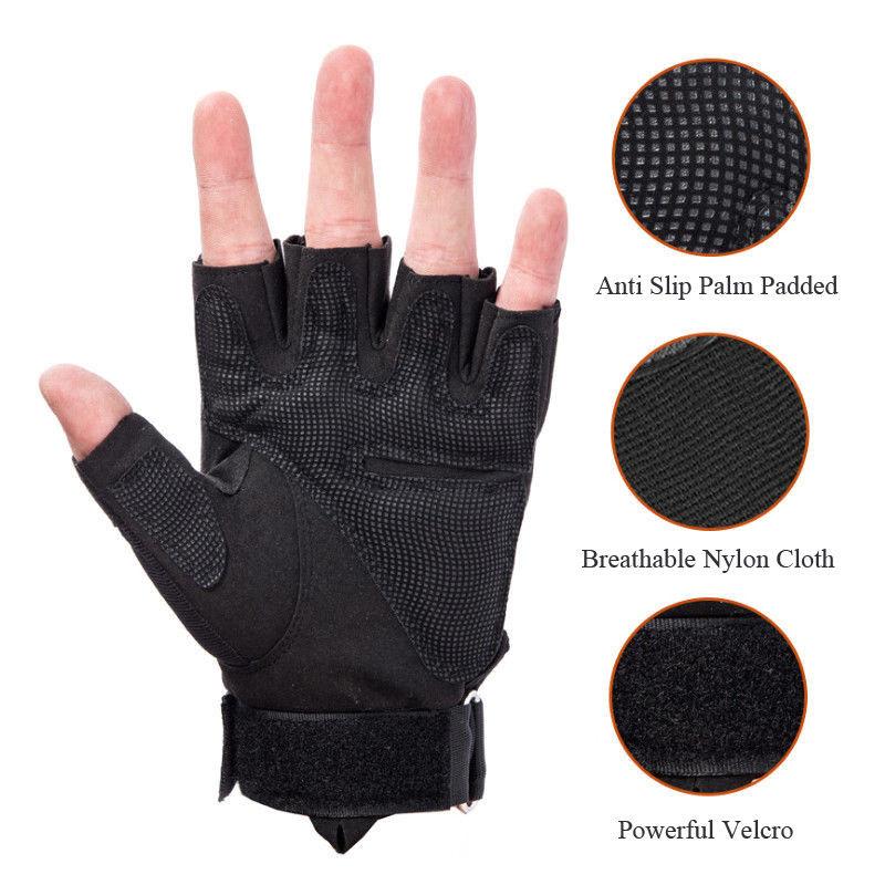 Army Men Tactical Gloves / Sports Half Finger Military Combat Anti-Slip Carbon Fiber Shell Rock