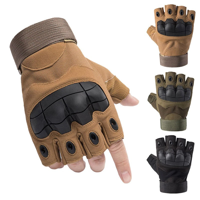 Army Men Tactical Gloves / Sports Half Finger Military Combat Anti-Slip Carbon Fiber Shell Rock