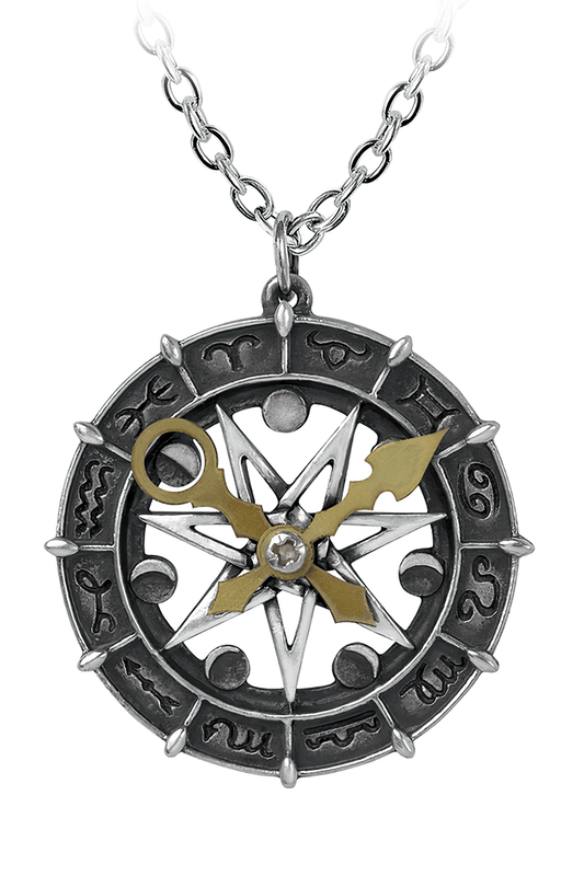 Astro-Lunial Compass Pendant with Moon and Star Design