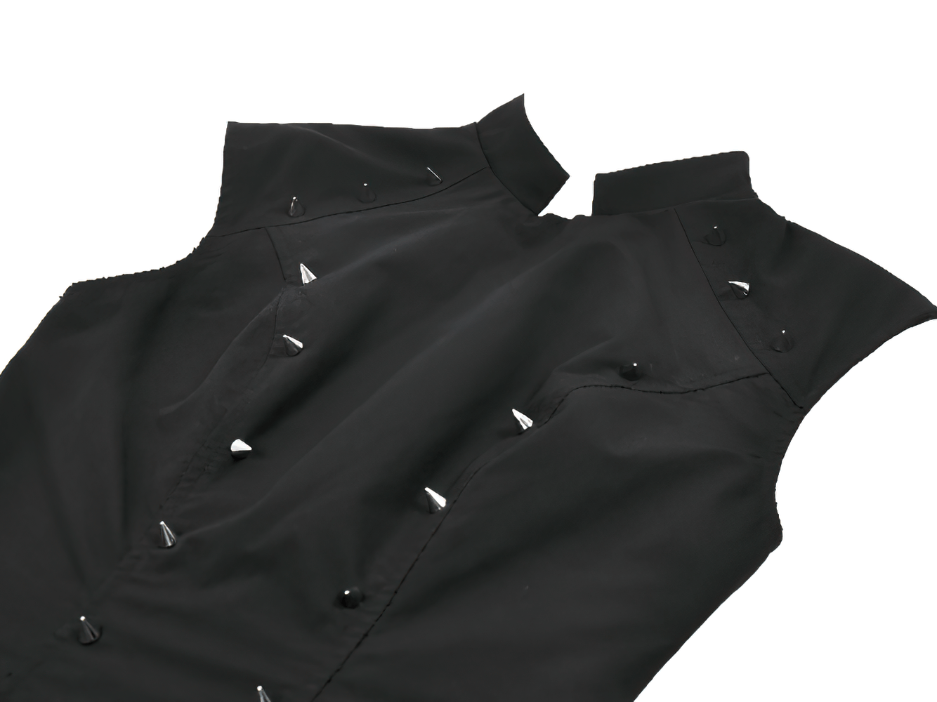 Asymmetric Gothic Studded Dress with Belt and Zipper