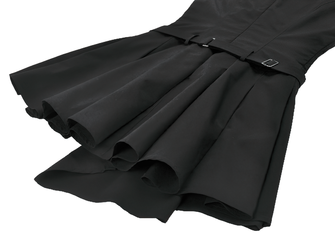 Asymmetric Gothic Studded Dress with Belt and Zipper