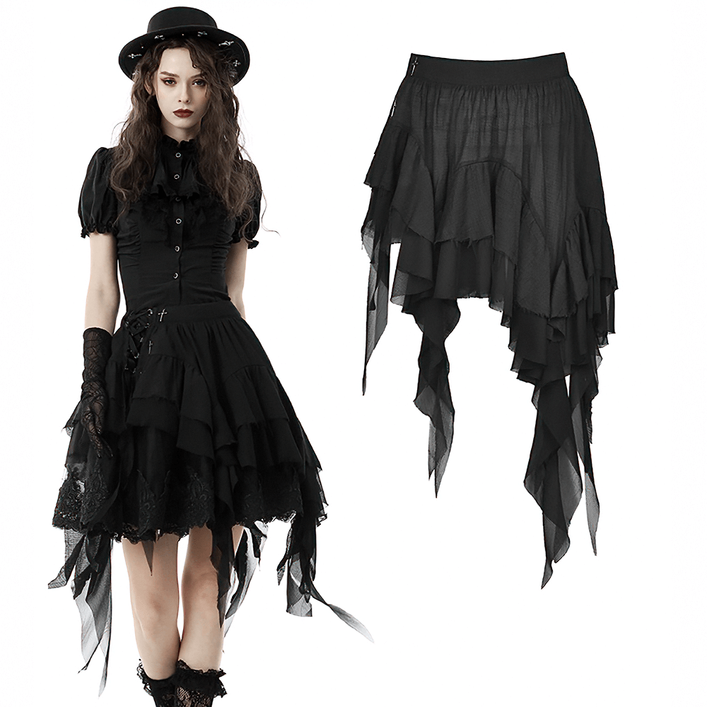 Asymmetric Layered Ruffle Skirt for Punk and Festival Look