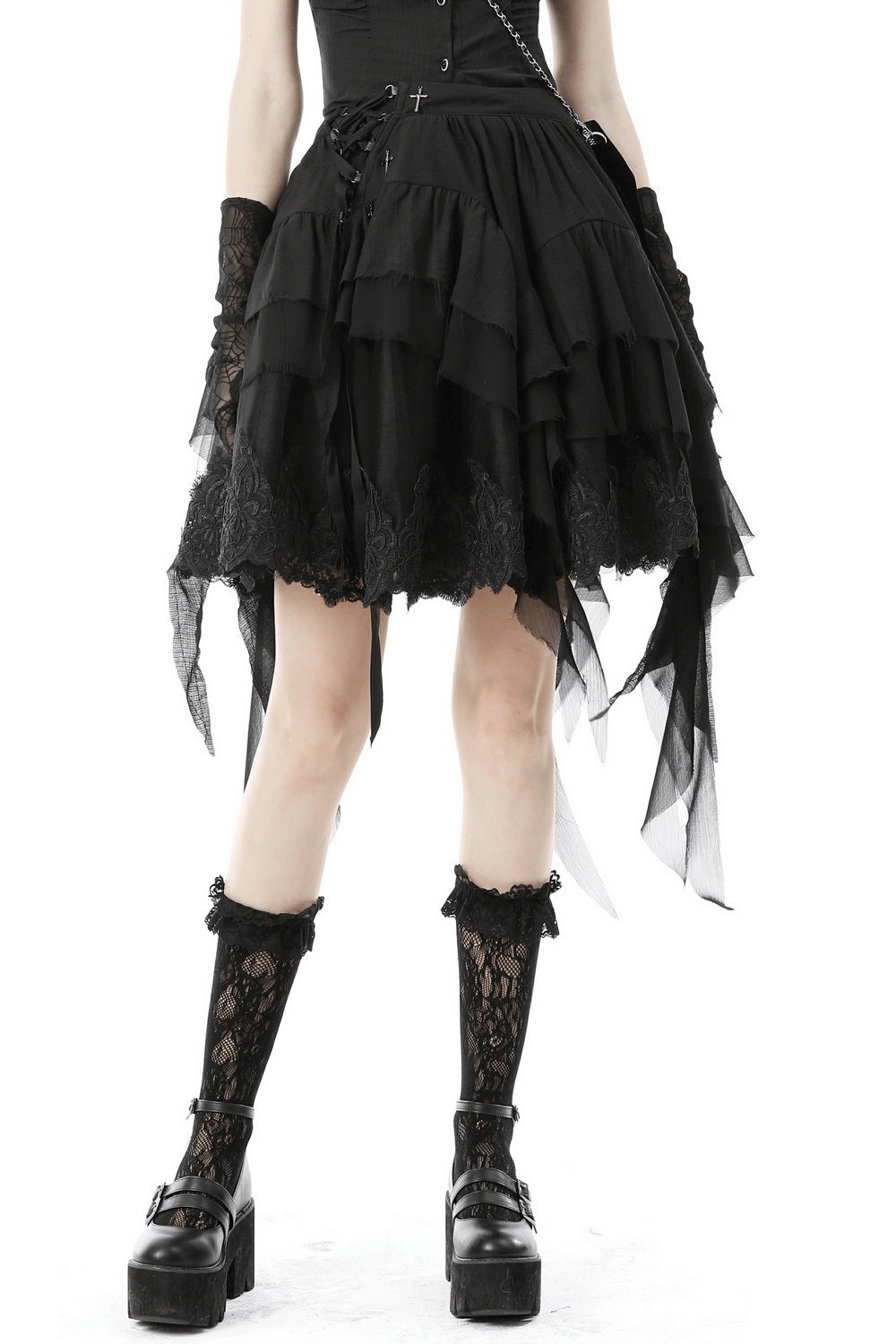 Asymmetric Layered Ruffle Skirt for Punk and Festival Look