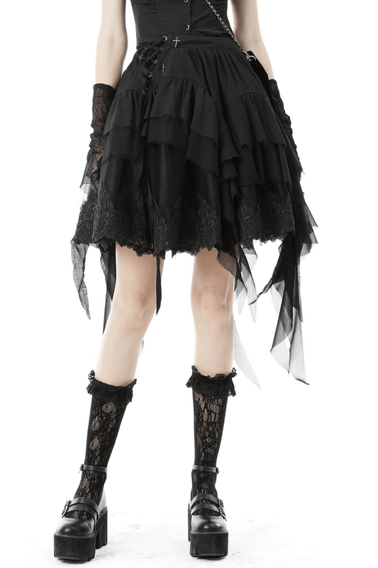 Asymmetric Layered Ruffle Skirt for Punk and Festival Look