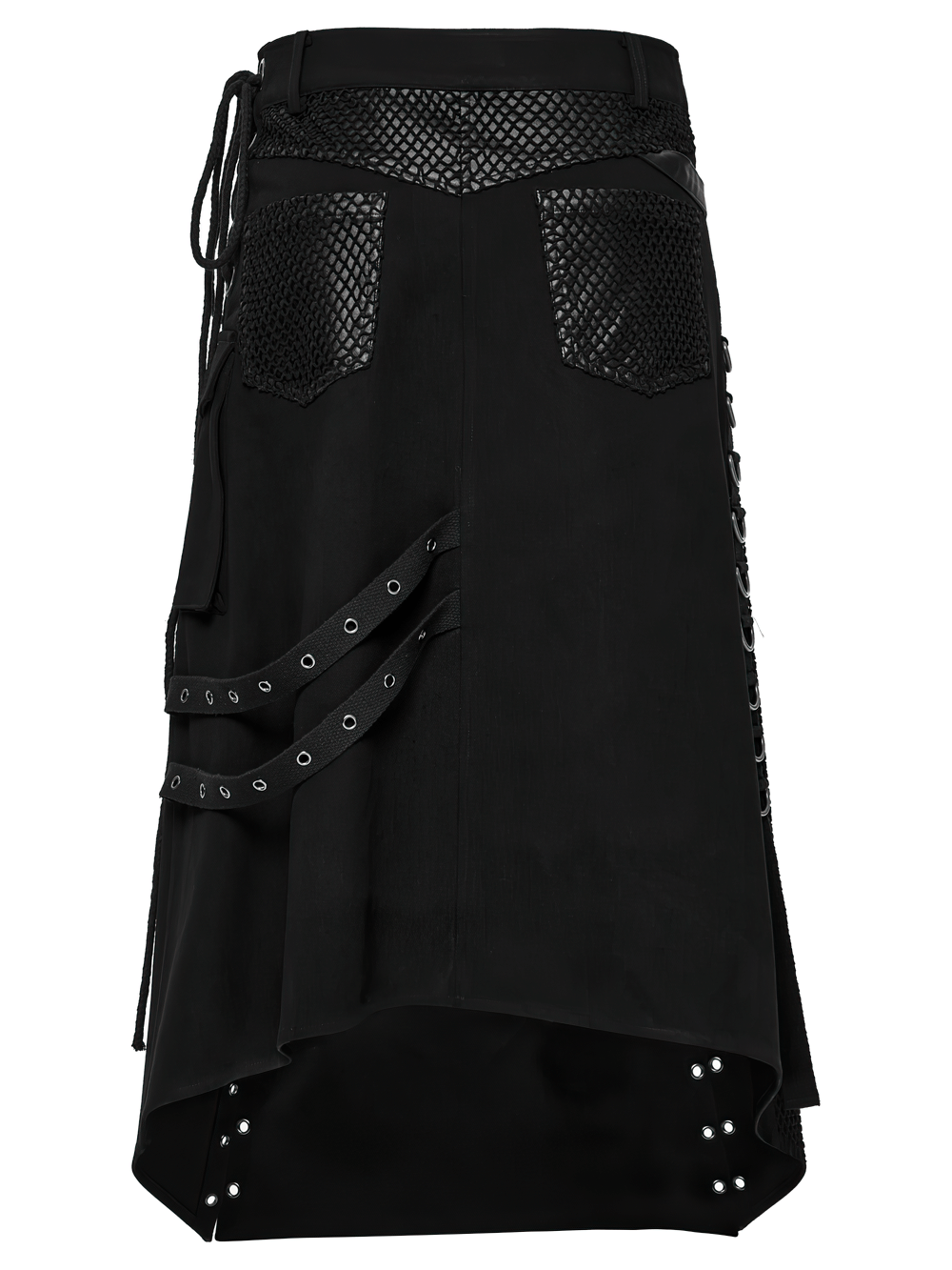Asymmetric Male Gothic Skirt with Metal Snap Accents