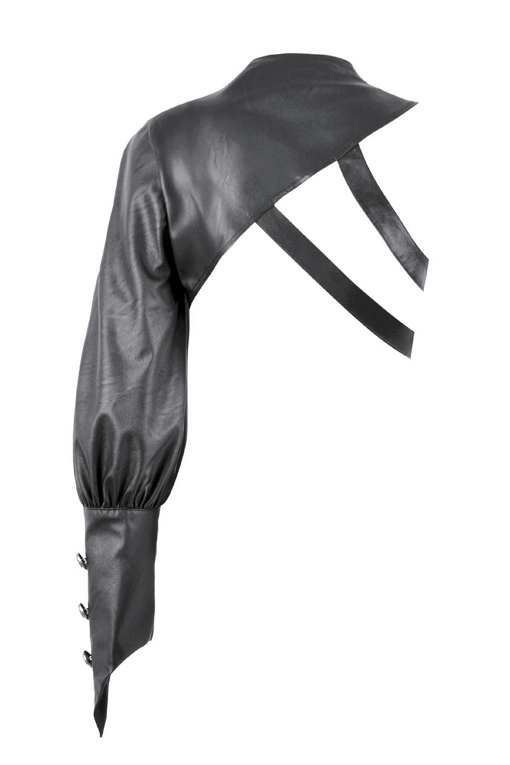 Asymmetric Punk Leather Shoulder Cape with Strap Detailing