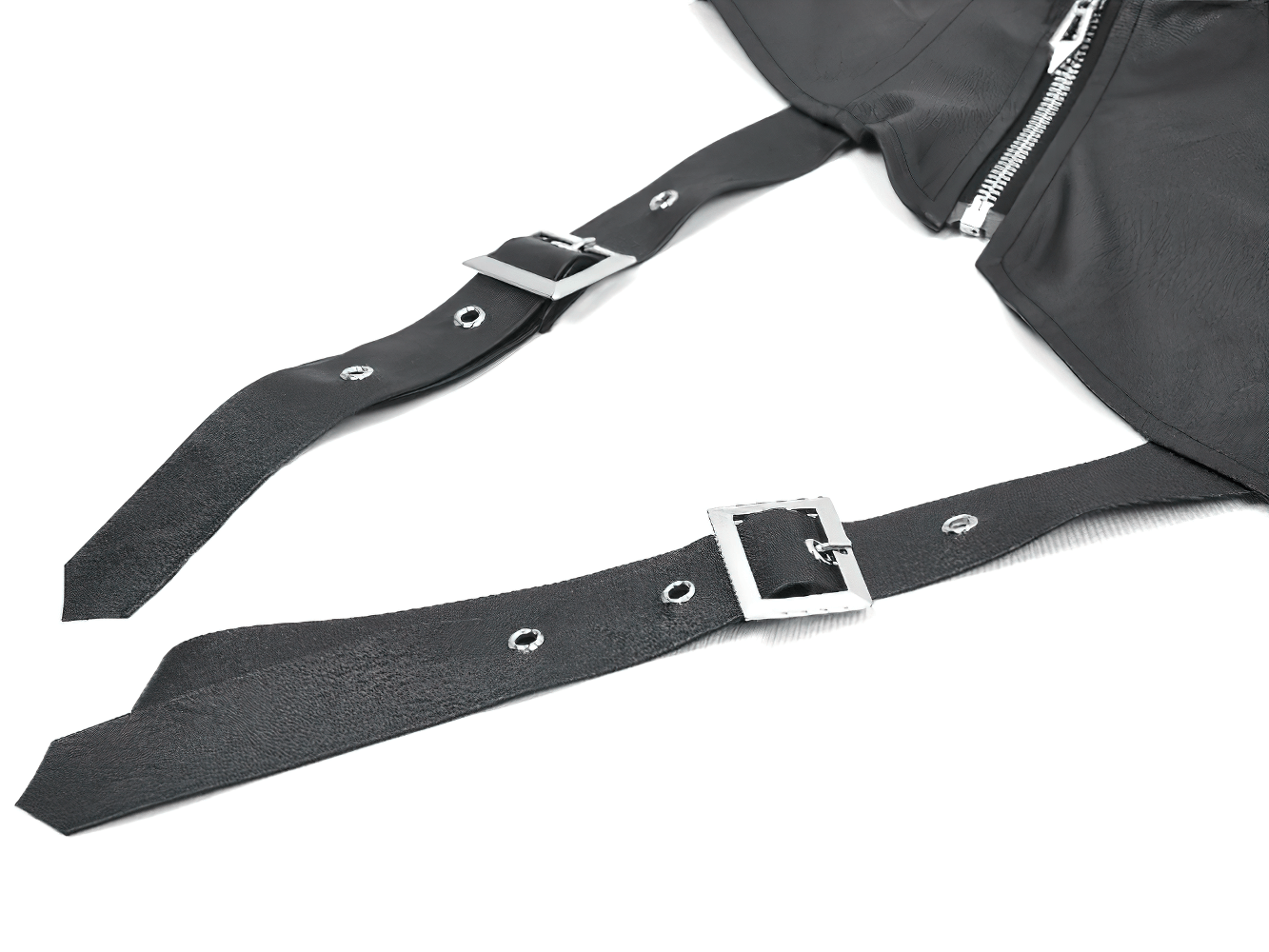 Asymmetric Punk Leather Shoulder Cape with Strap Detailing