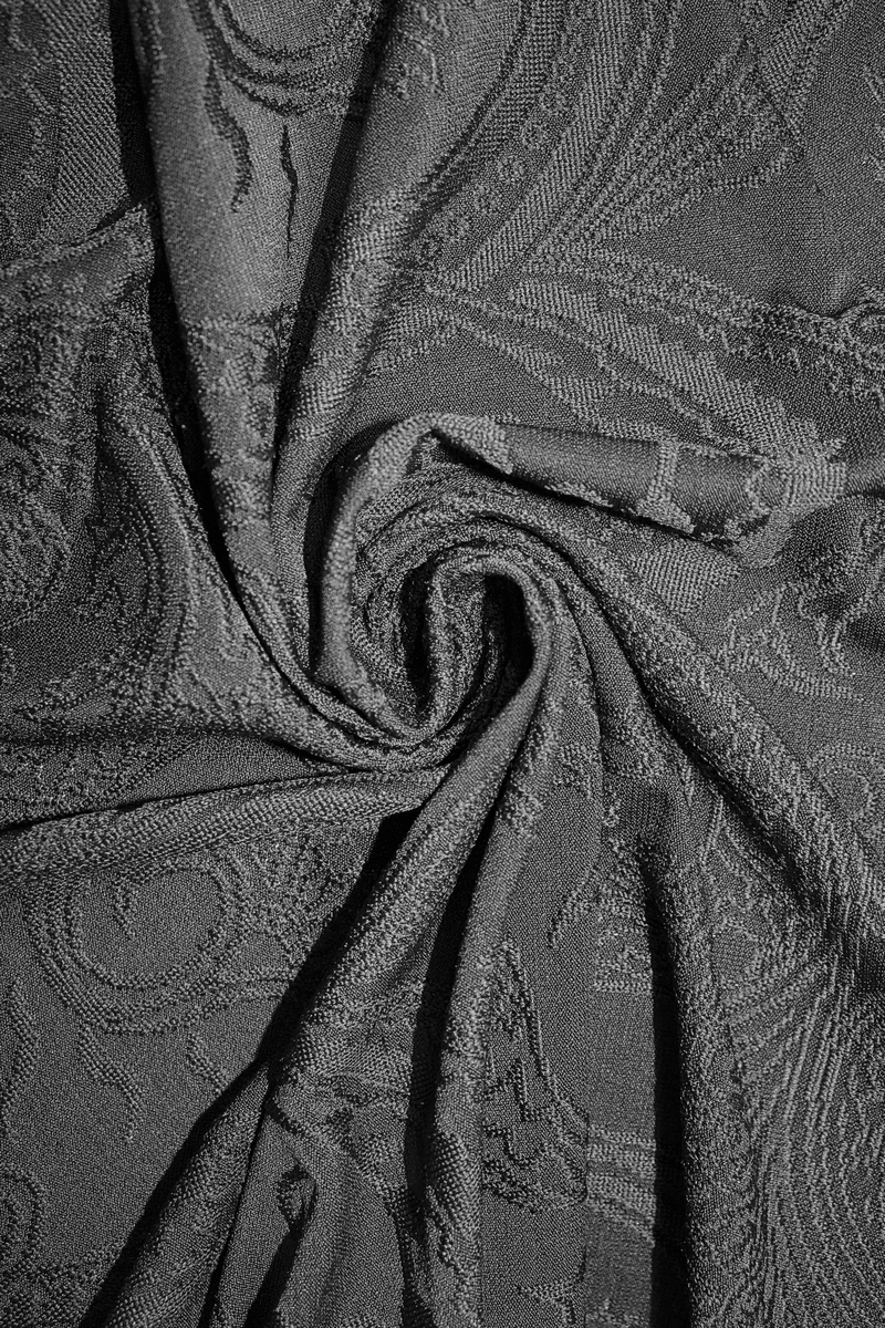 Asymmetrical Gothic Lace Dress with Silver Crosses / Romantic Long Sleeve Fringe Dress