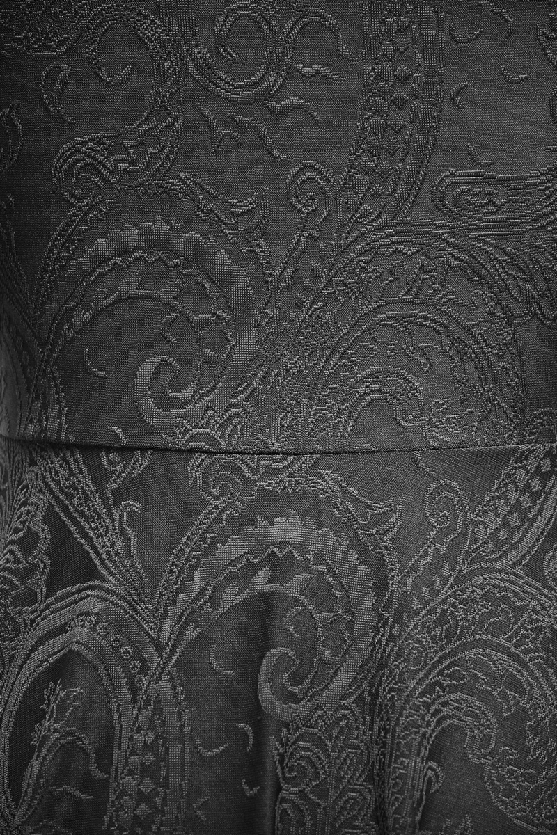 Asymmetrical Gothic Lace Dress with Silver Crosses / Romantic Long Sleeve Fringe Dress