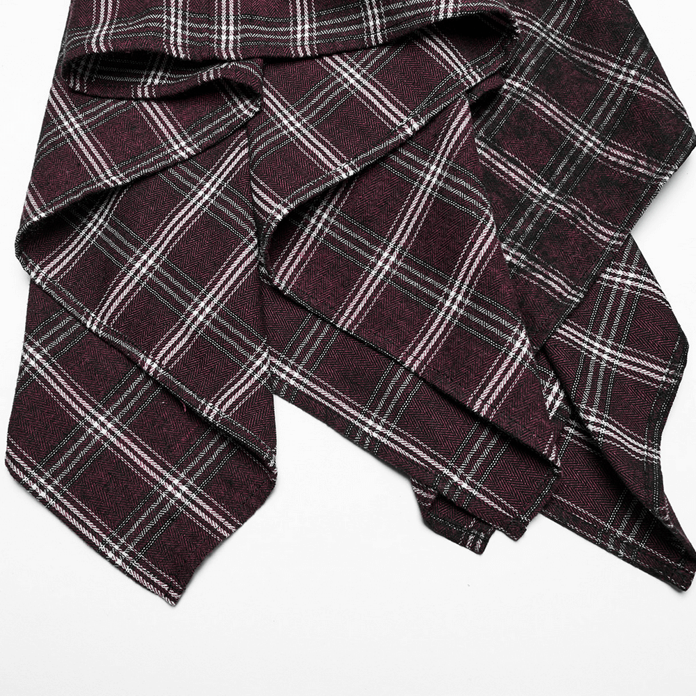 Asymmetrical Gothic Plaid Skirt with Zipper Front
