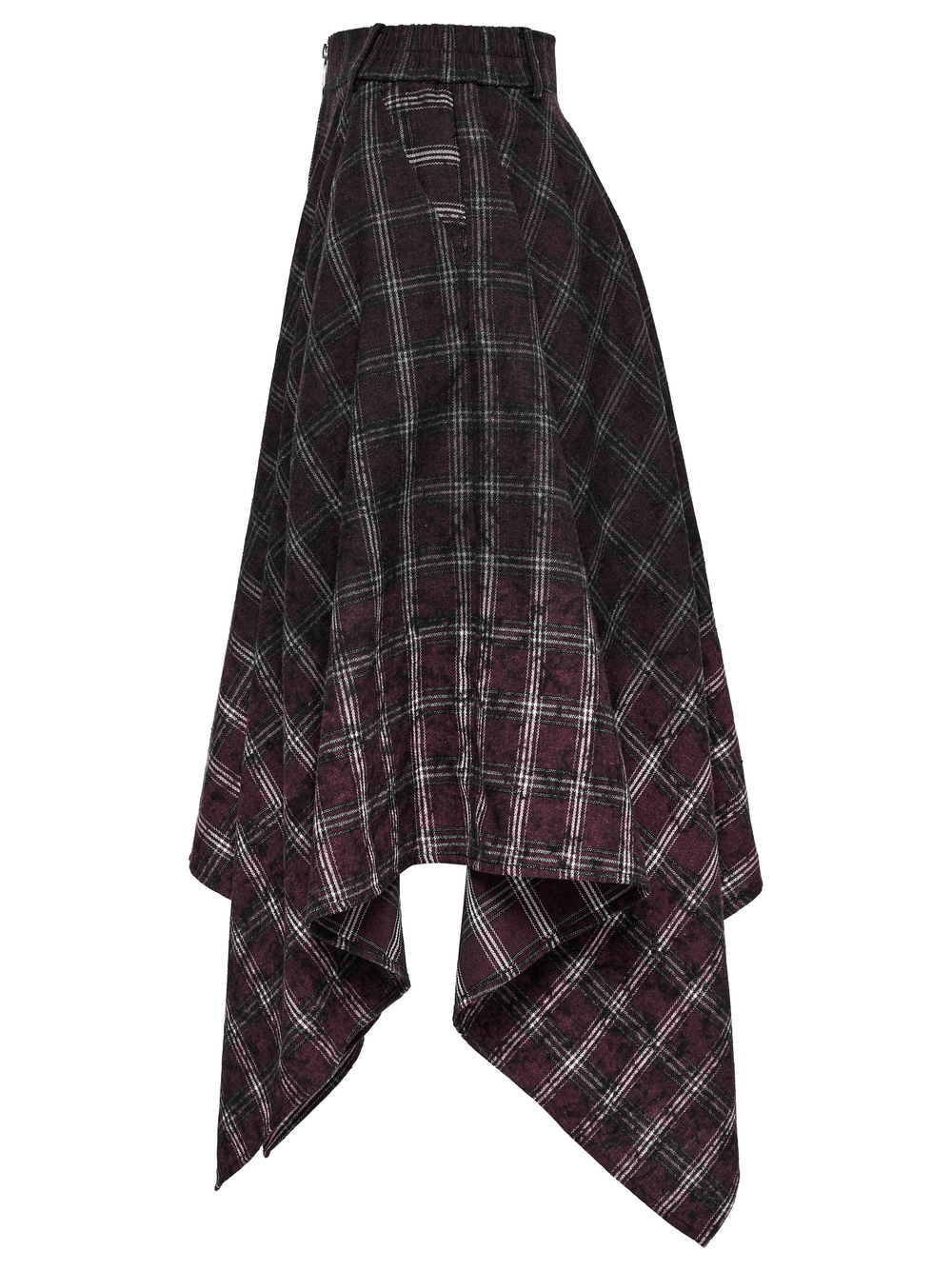 Asymmetrical Gothic Plaid Skirt with Zipper Front