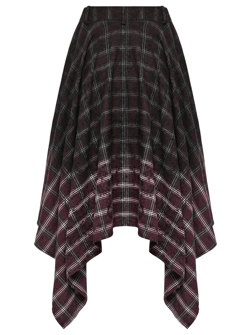 Asymmetrical Gothic Plaid Skirt with Zipper Front