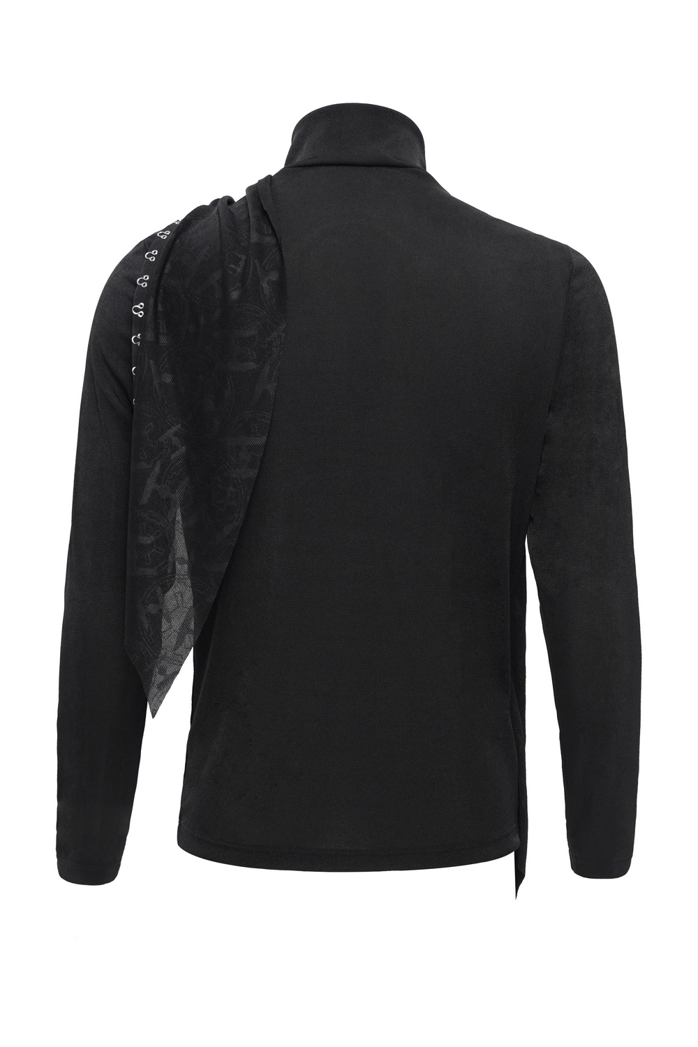 Asymmetrical Gothic Top with Chain and Lace Accents