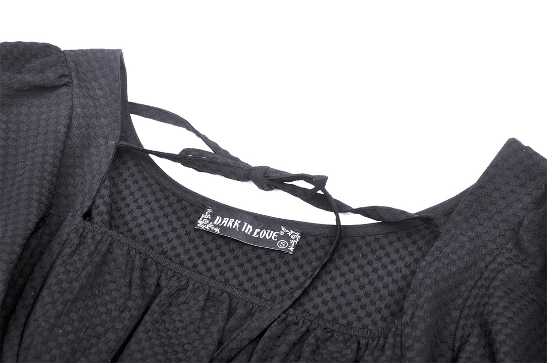 Asymmetrical Hem Dress with Long Sleeves and Choker Neckline