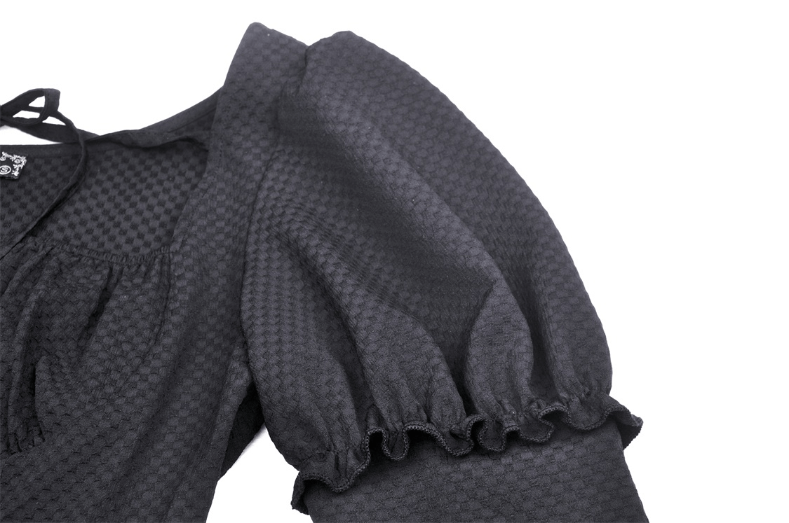 Asymmetrical Hem Dress with Long Sleeves and Choker Neckline