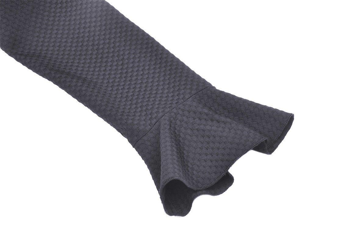 Asymmetrical Hem Dress with Long Sleeves and Choker Neckline