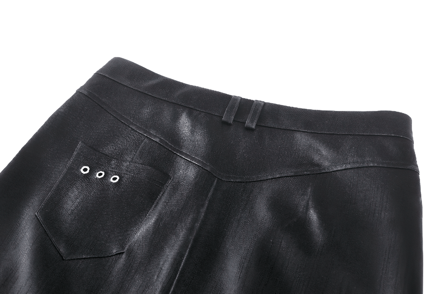 Asymmetrical PU Leather Skirt with Buckles and Lacing
