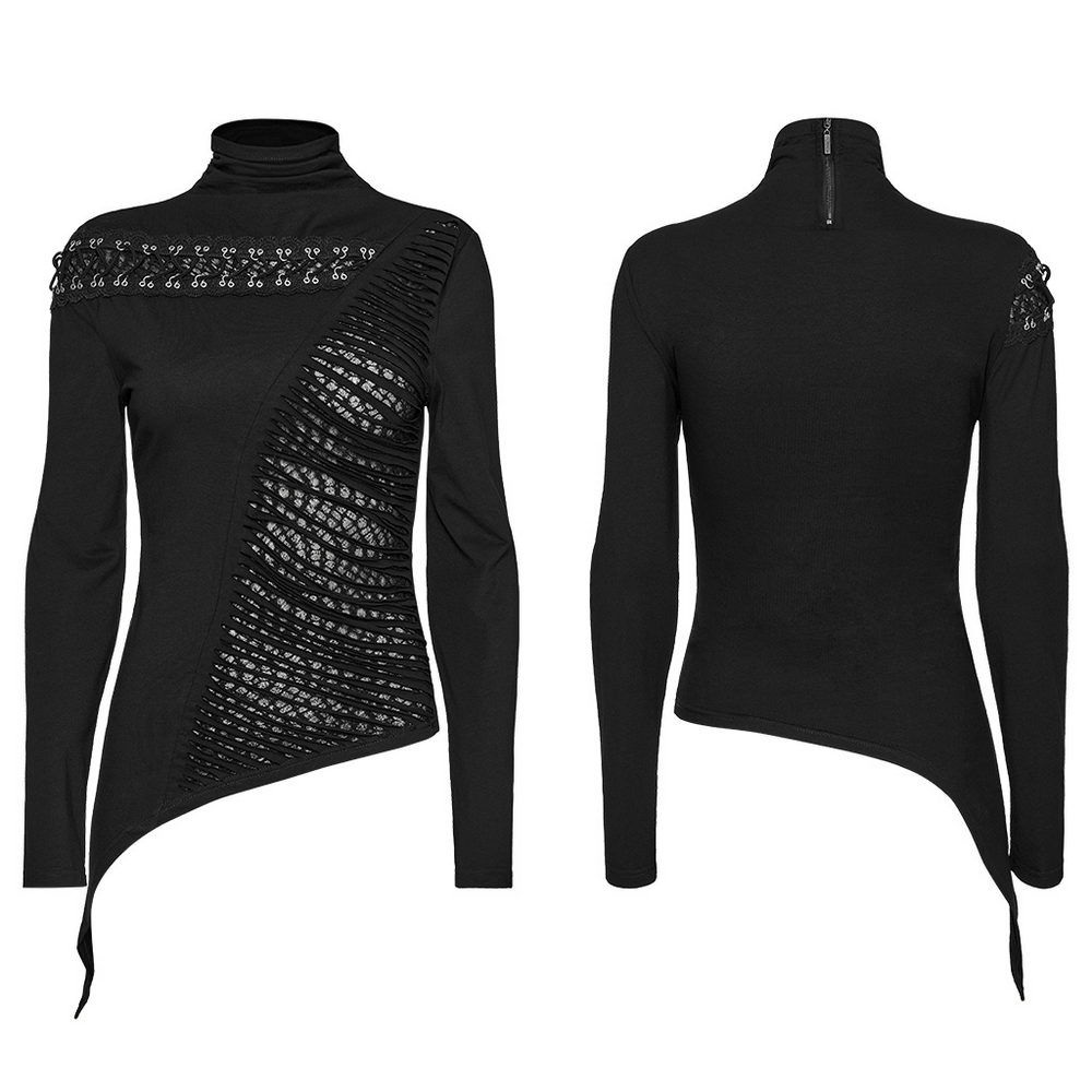 Asymmetrical Punk Mesh Sweatshirt with Metal Details