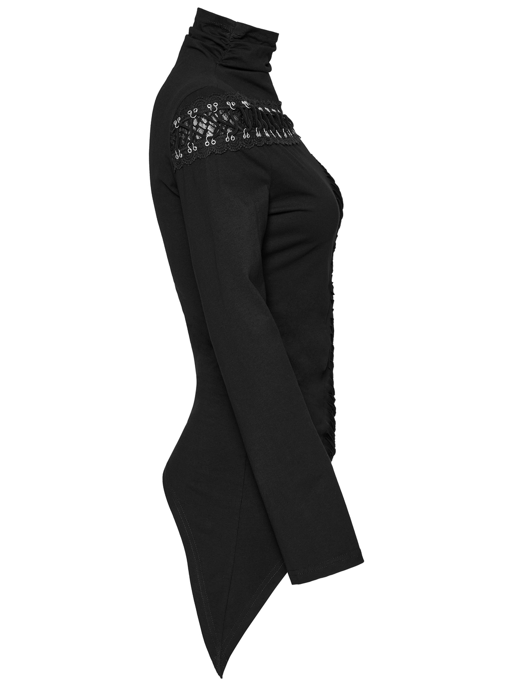 Asymmetrical Punk Mesh Sweatshirt with Metal Details