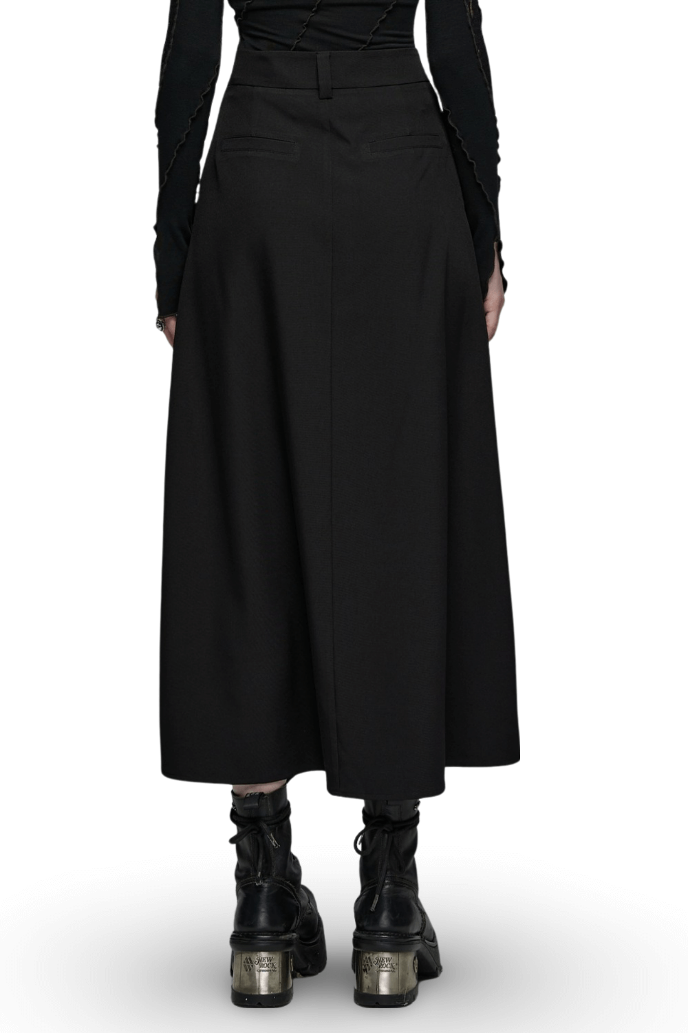 Avant-Garde Asymmetric Draped Skirt with Buckle Detail