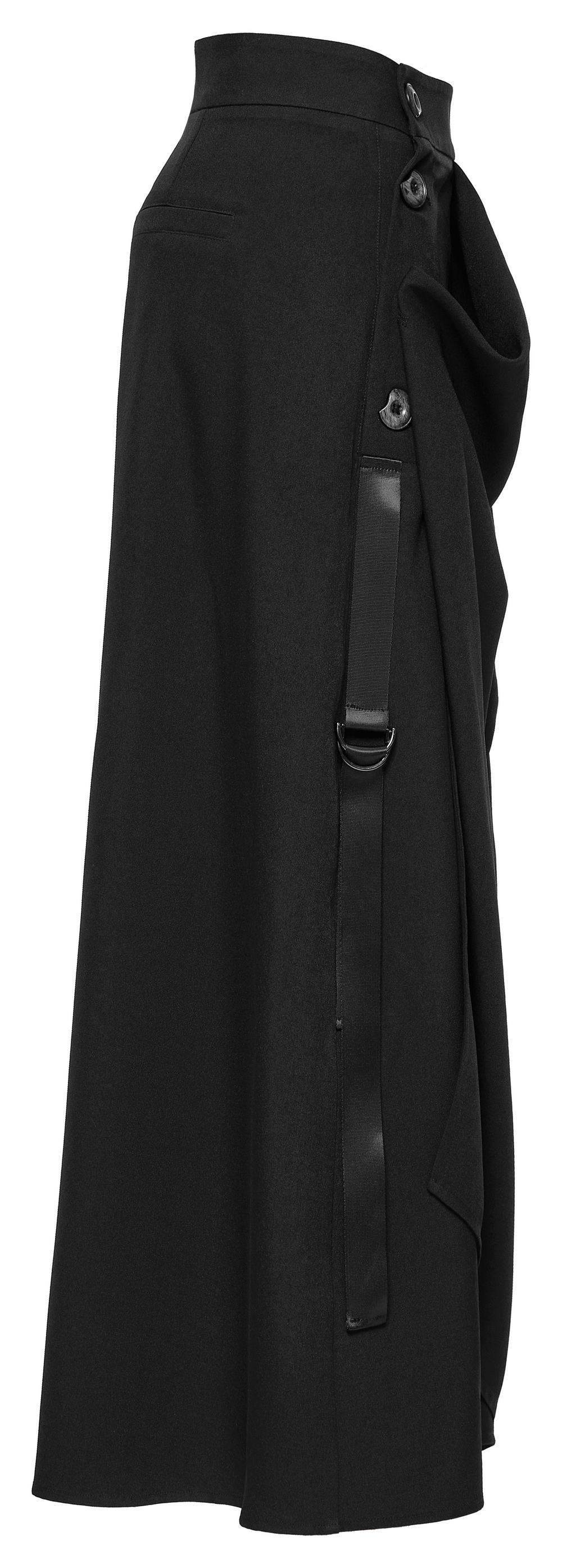 Avant-Garde Asymmetric Draped Skirt with Buckle Detail