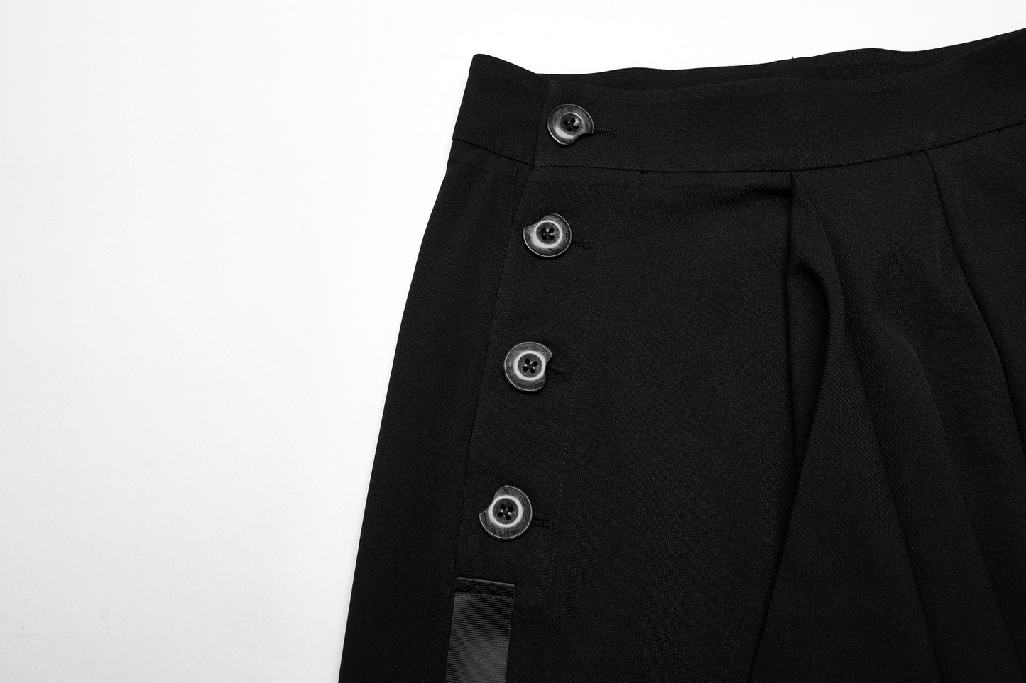 Avant-Garde Asymmetric Draped Skirt with Buckle Detail
