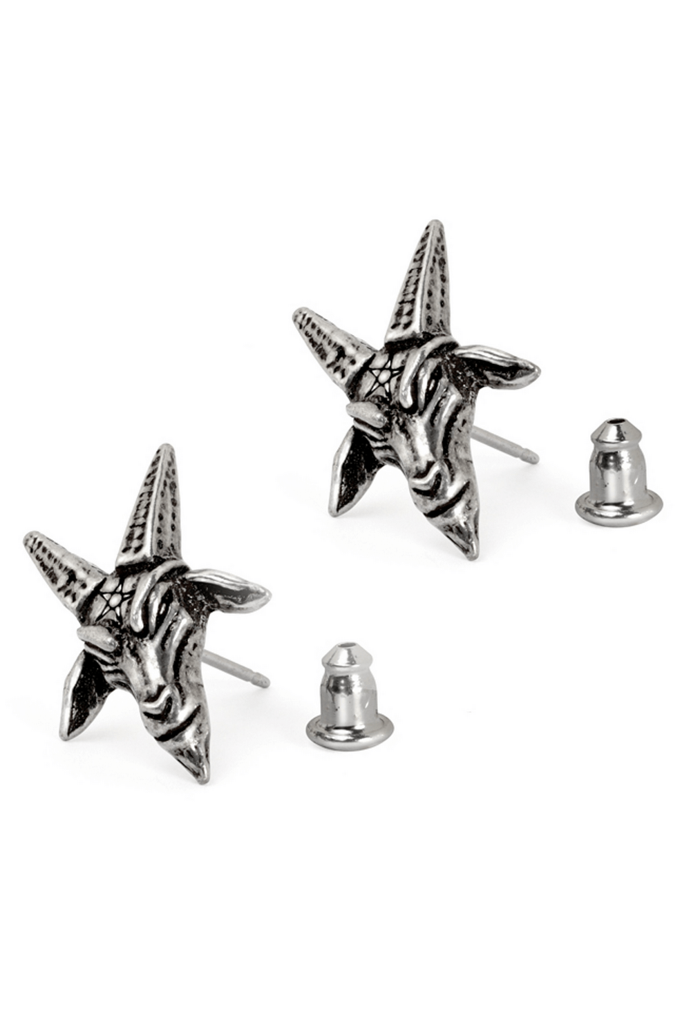 Baphomet Goat Head Studs with Pentagram Details