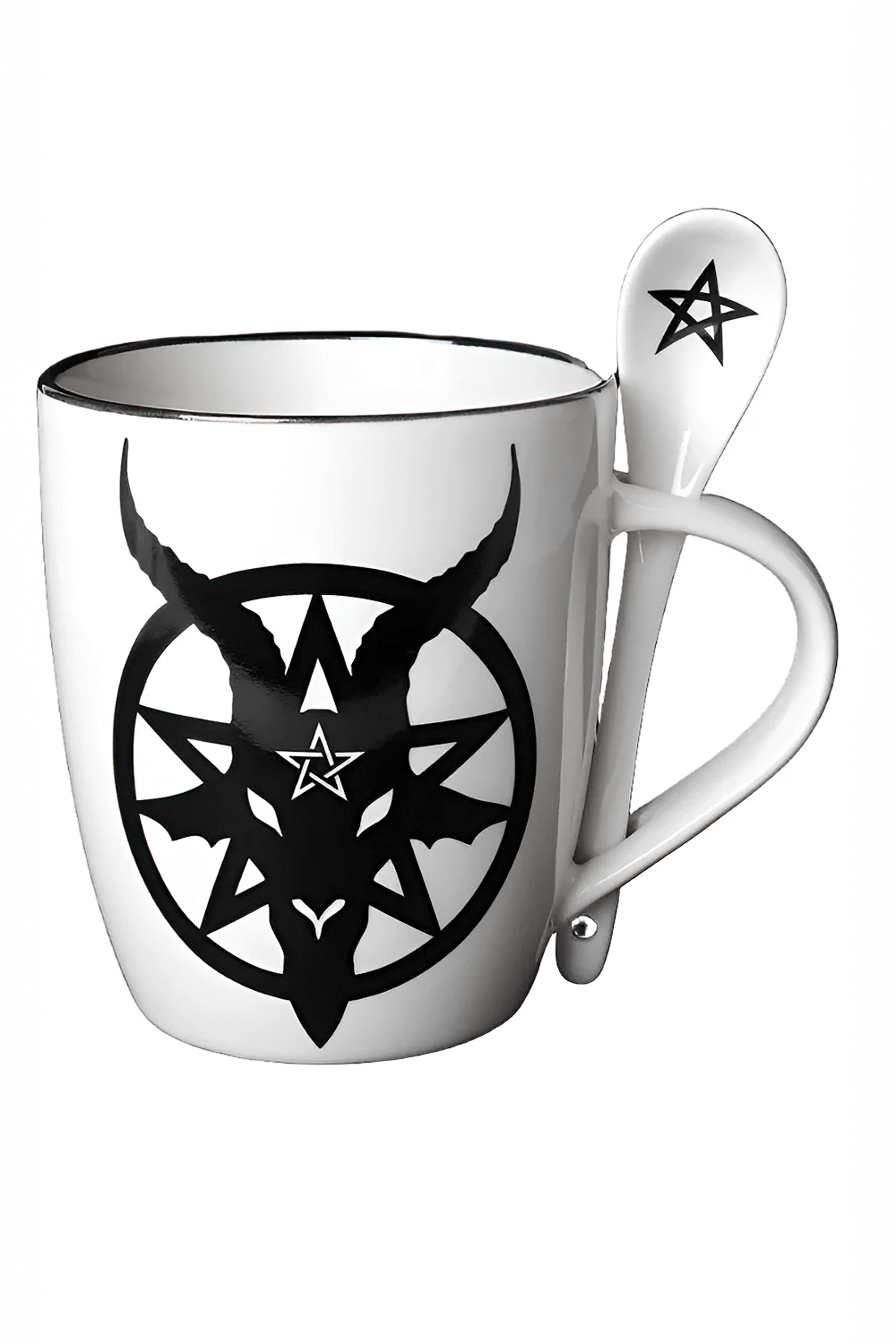 Baphomet Mug and Spoon Set with Satanic Pentagram Design