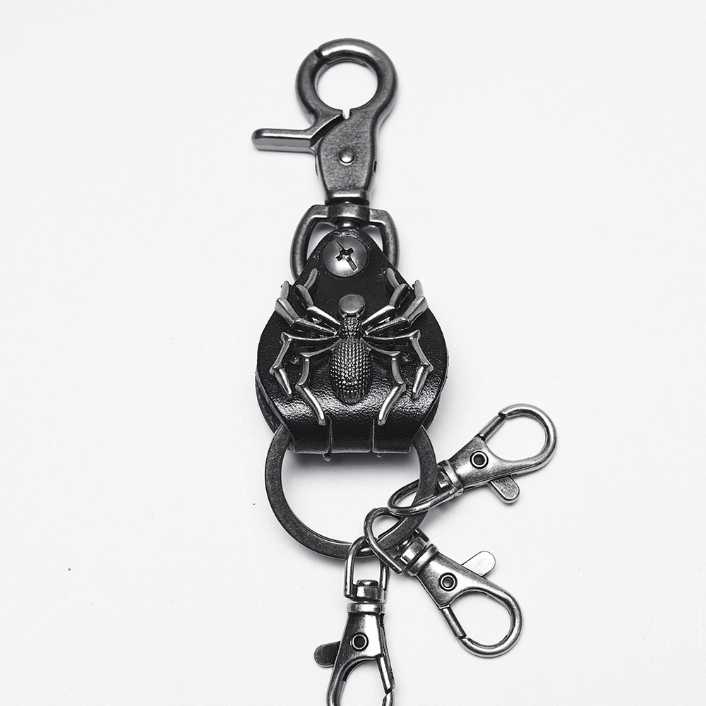 Barbed Wire Chain with Spider Punk Keychain Clip