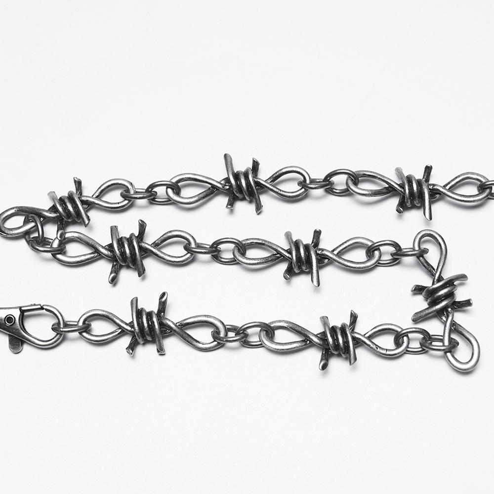 Barbed Wire Chain with Spider Punk Keychain Clip