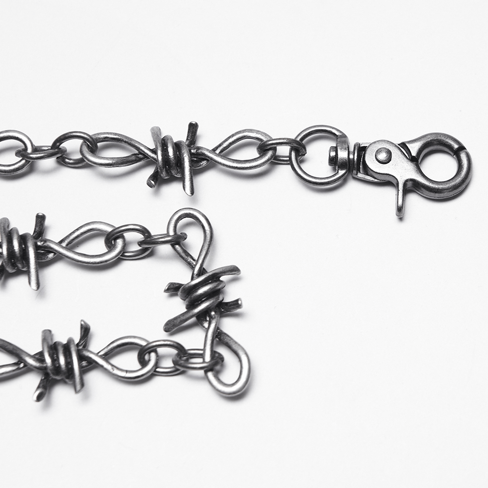 Barbed Wire Chain with Spider Punk Keychain Clip
