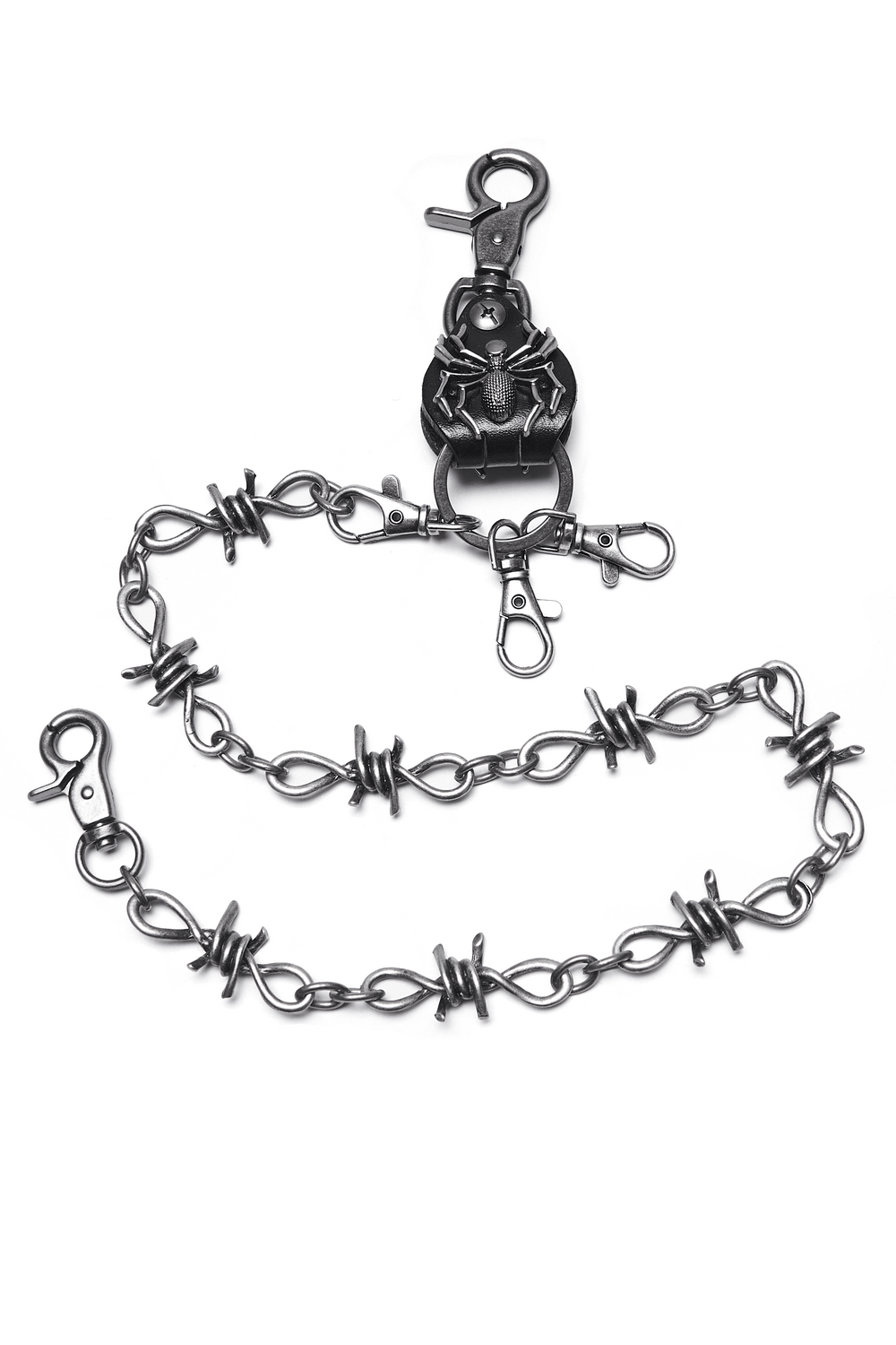 Barbed Wire Chain with Spider Punk Keychain Clip