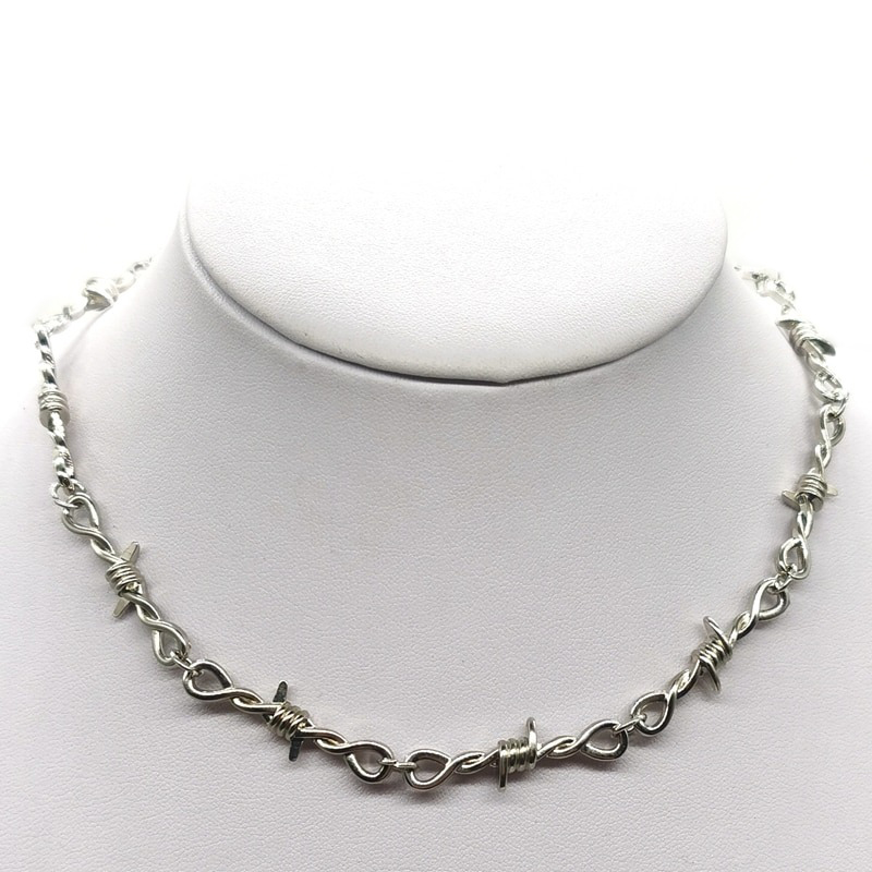 Barbed Wire Iron Gothic Unisex Necklace / Men's And Women's Metal Chain Choker With Thorns