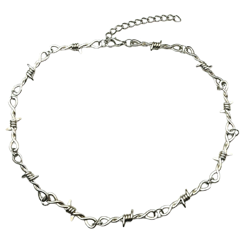 Barbed Wire Iron Gothic Unisex Necklace / Men's And Women's Metal Chain Choker With Thorns