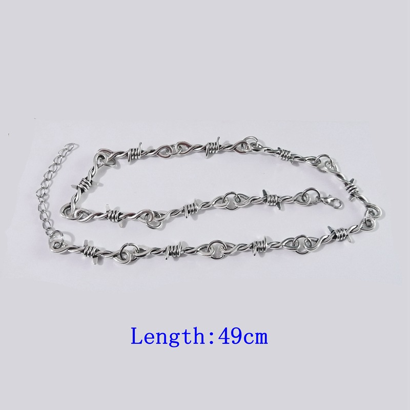Barbed Wire Iron Gothic Unisex Necklace / Men's And Women's Metal Chain Choker With Thorns