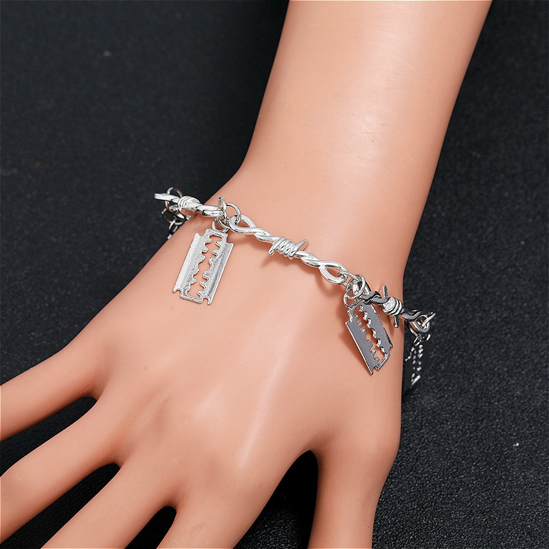 Barbed Wire With Four Blades Zinc Alloy Bracelets / Men's And Women's Gothic Jewelry